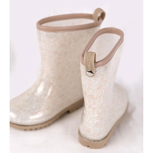 Сапоги резиновые Mrs. Ertha "Bouquet Silhouette Glitter", цветочный эскиз